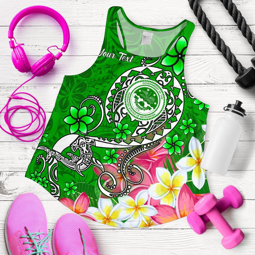 FSM Custom Personalised Women's Racerback Tank - Turtle Plumeria (Green) Green - Polynesian Pride