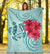 Hawaii Polynesian Turtle Hibiscus Blue Premium Blanket - Bless Style - Polynesian Pride