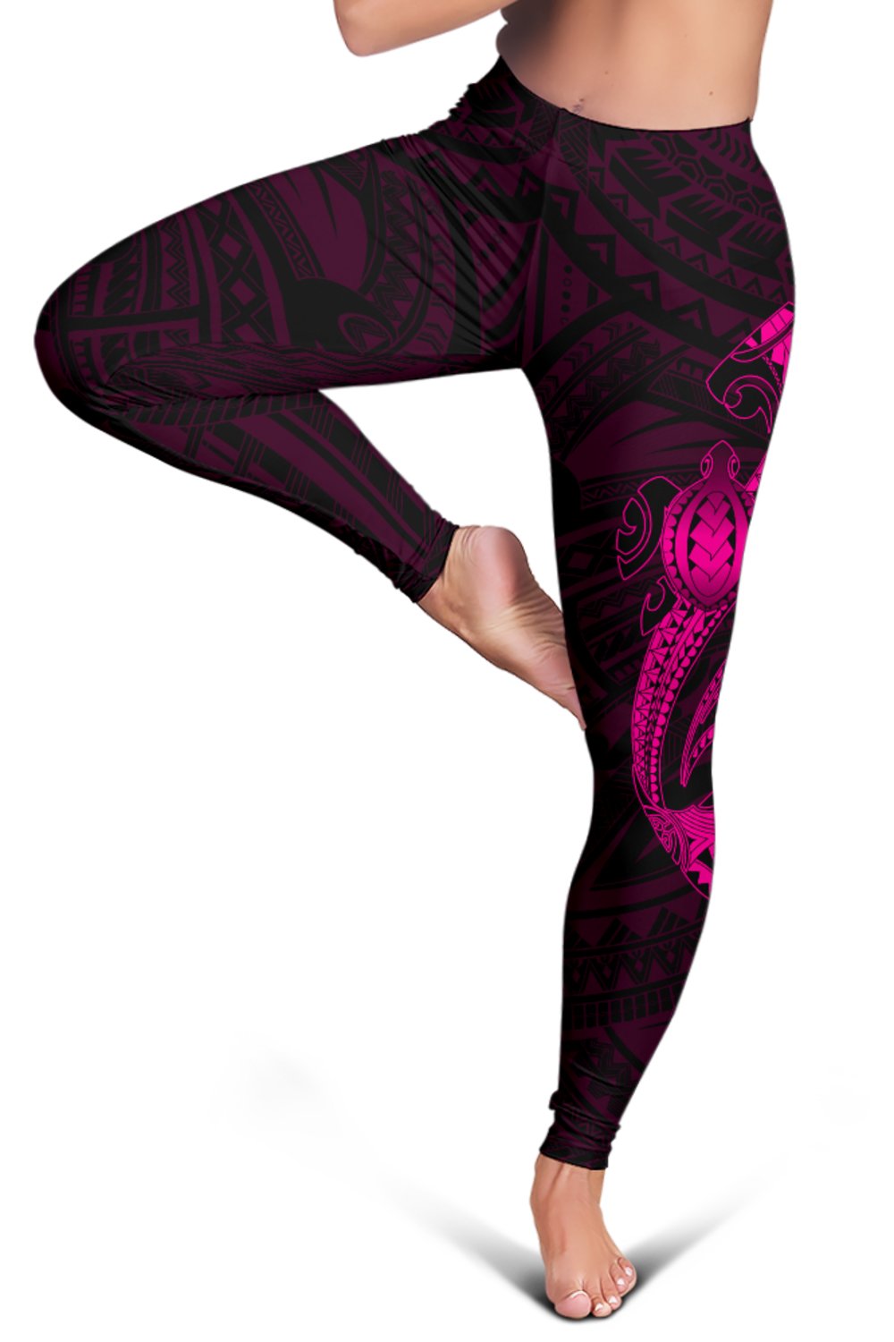 Hawaii Turtle Shark Polynesian Leggings - Pink - Polynesian Pride
