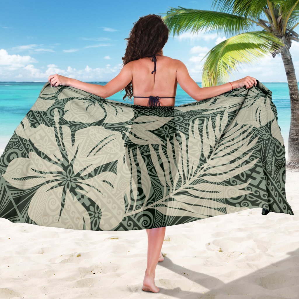 Polynesian Sarong - Abstract Hibiscus Flowers With Tribal Background - Polynesian Pride