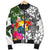 Tonga Custom Personalised Men's Bomber Jacket White - Turtle Plumeria Banana Leaf - Polynesian Pride