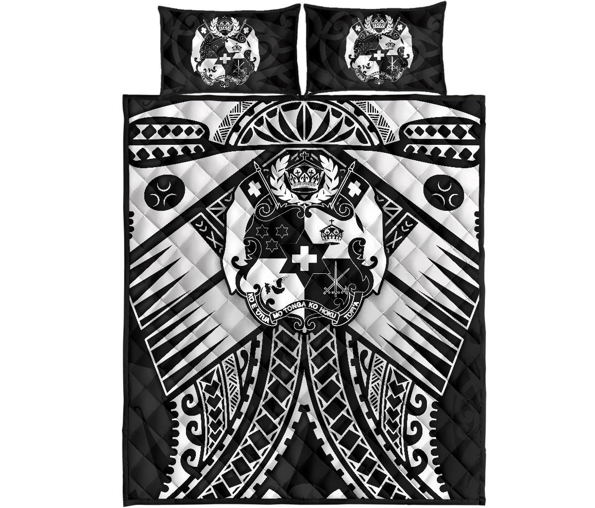 Tonga Polynesian Quilt Bet Set - Tonga White Seal with Polynesian tattoo - Polynesian Pride