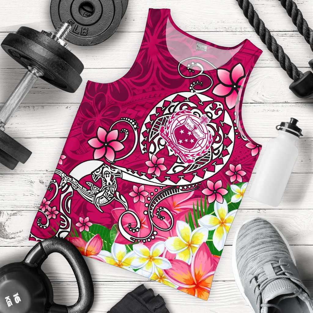 Samoa Men's Tank Top - Turtle Plumeria (Pink) Pink - Polynesian Pride