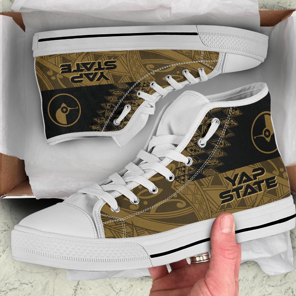 Yap State High Top Shoes - Gold Color Symmetry Style - Polynesian Pride