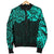 New Zealand Women's Bomber Jacket, Maori Polynesian Tattoo Turquoise - Polynesian Pride