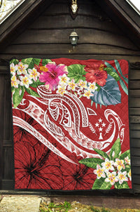 Kosrae Polynesian Premium Quilt - Summer Plumeria (Red) - Polynesian Pride