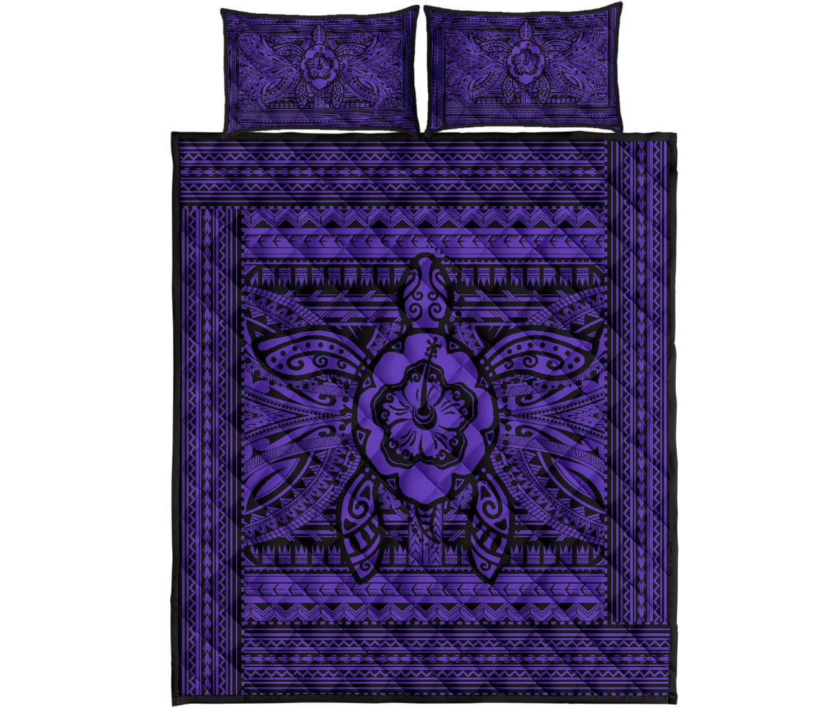 Hawaii Polyensian Turtle Quilt Bed Set Purple Art - Polynesian Pride