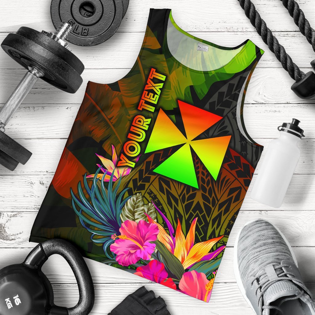 Wallis and Futuna Polynesian Personalised Men's Tank Top - Hibiscus and Banana Leaves Reggae - Polynesian Pride