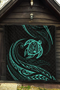 Hawaii Turtle Premium Quilt - Turquoise - Frida Style - Polynesian Pride