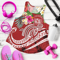 Polynesian Hawaii Women's Racerback Tank - Summer Plumeria (Red) - Polynesian Pride