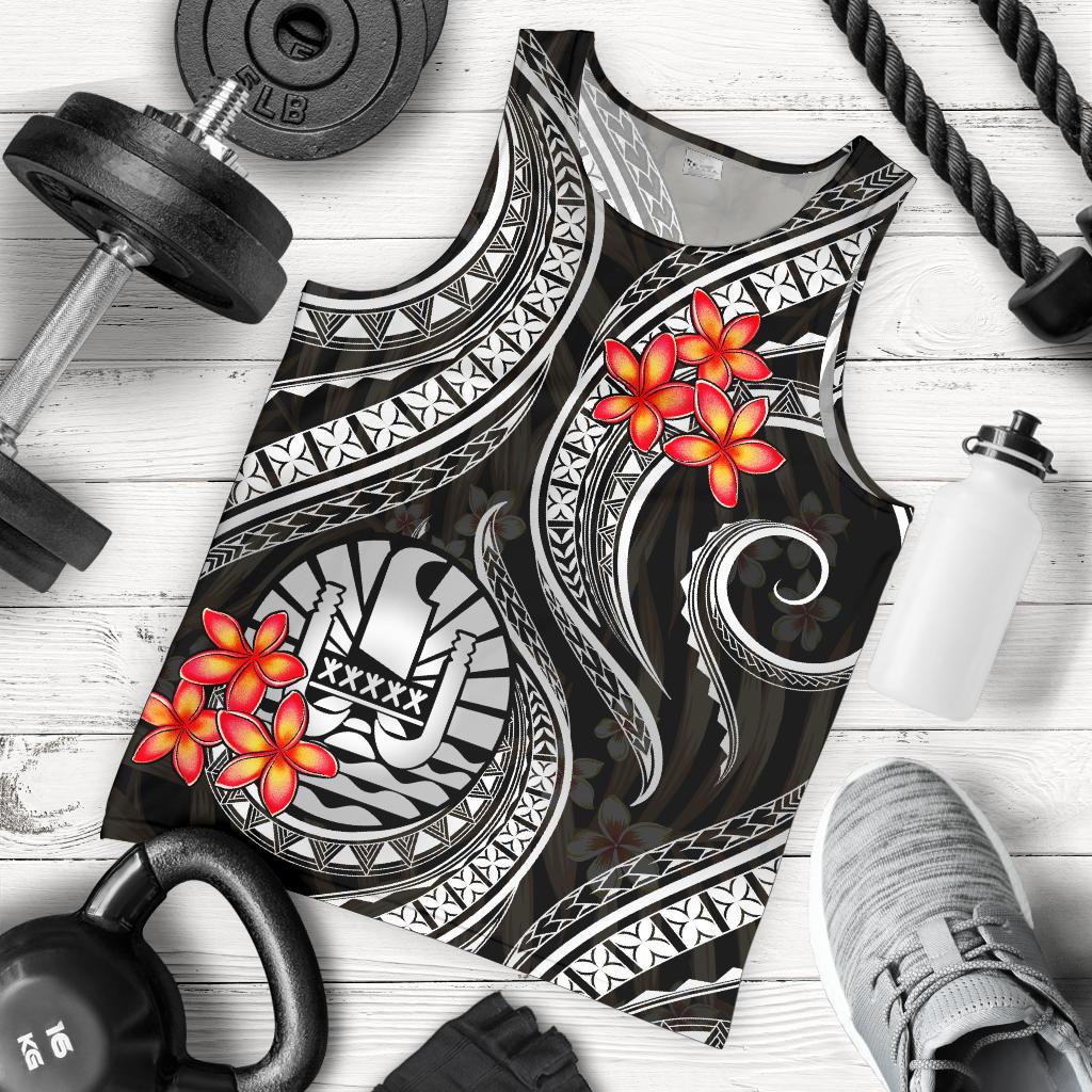 Tahiti Polynesian Men Tank Top - White Plumeria - Polynesian Pride