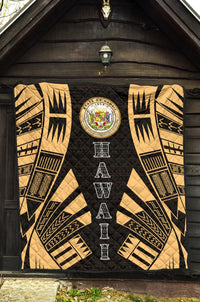 Hawaii Premium Quilt - Polynesian Tattoo Gold - Polynesian Pride