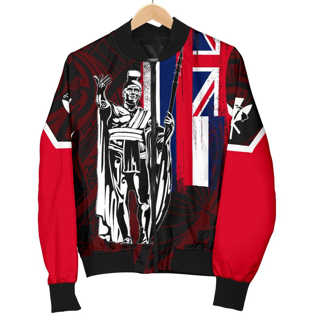 Hawaii King Flag Polynesian Women's Bomber Jacket - Red - Polynesian Pride