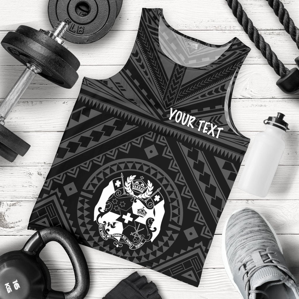 Tonga Personalised Men's Tank Top - Tonga Seal With Polynesian Tattoo Style (Black) Black - Polynesian Pride