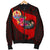 Tahiti Men's Bomber Jacket - Polynesian Hook And Hibiscus (Red) - Polynesian Pride