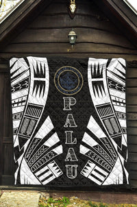 Palau Premium Quilt - Palau Seal Polynesian White Tattoo - Polynesian Pride