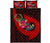 Pohnpei Quilt Bed Set - Polynesian Hook And Hibiscus (Red) - Polynesian Pride