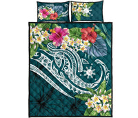 The Philippines Quilt Bed Set - Summer Plumeria (Turquoise) - Polynesian Pride