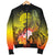 Tahiti Custom Personalised Men's Bomber Jacket - Humpback Whale with Tropical Flowers (Yellow) - Polynesian Pride