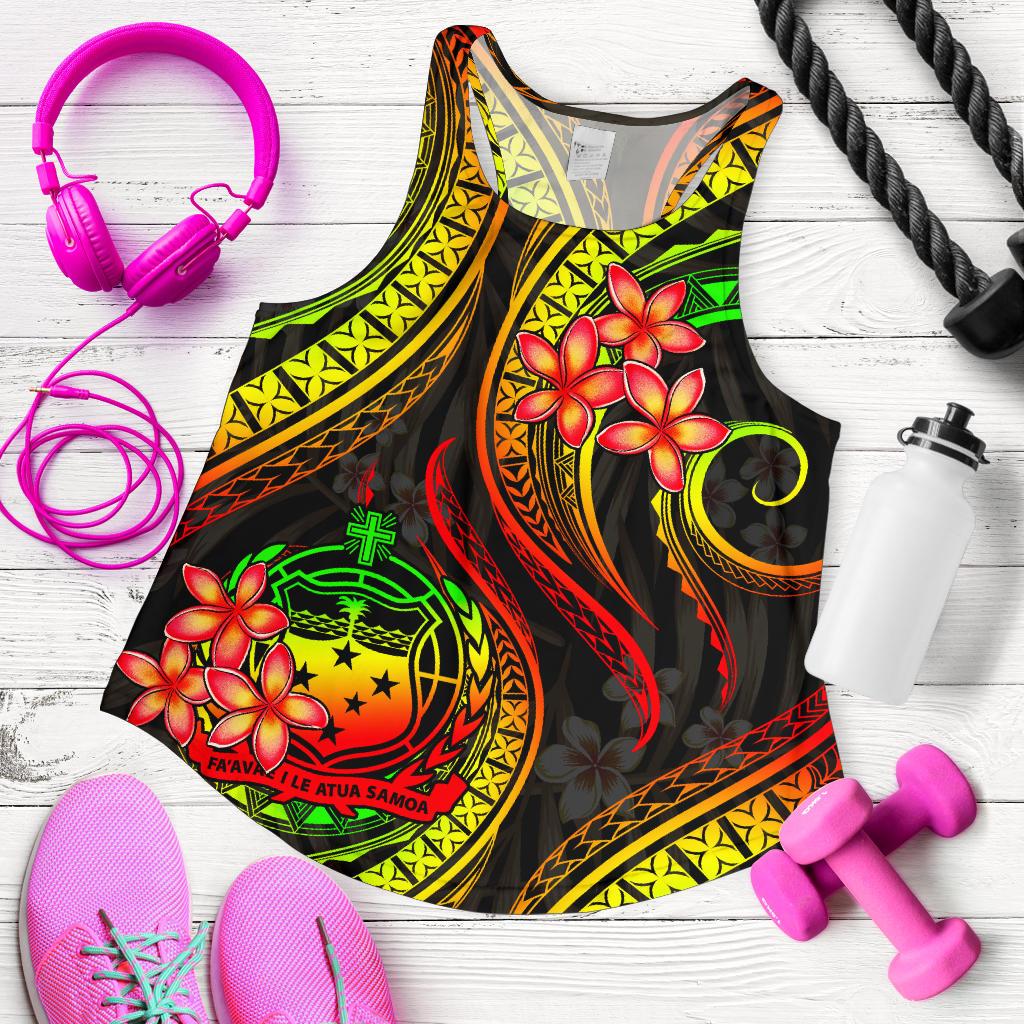 Samoa Polynesian Women Racerback Tank - Reggae Plumeria - Polynesian Pride