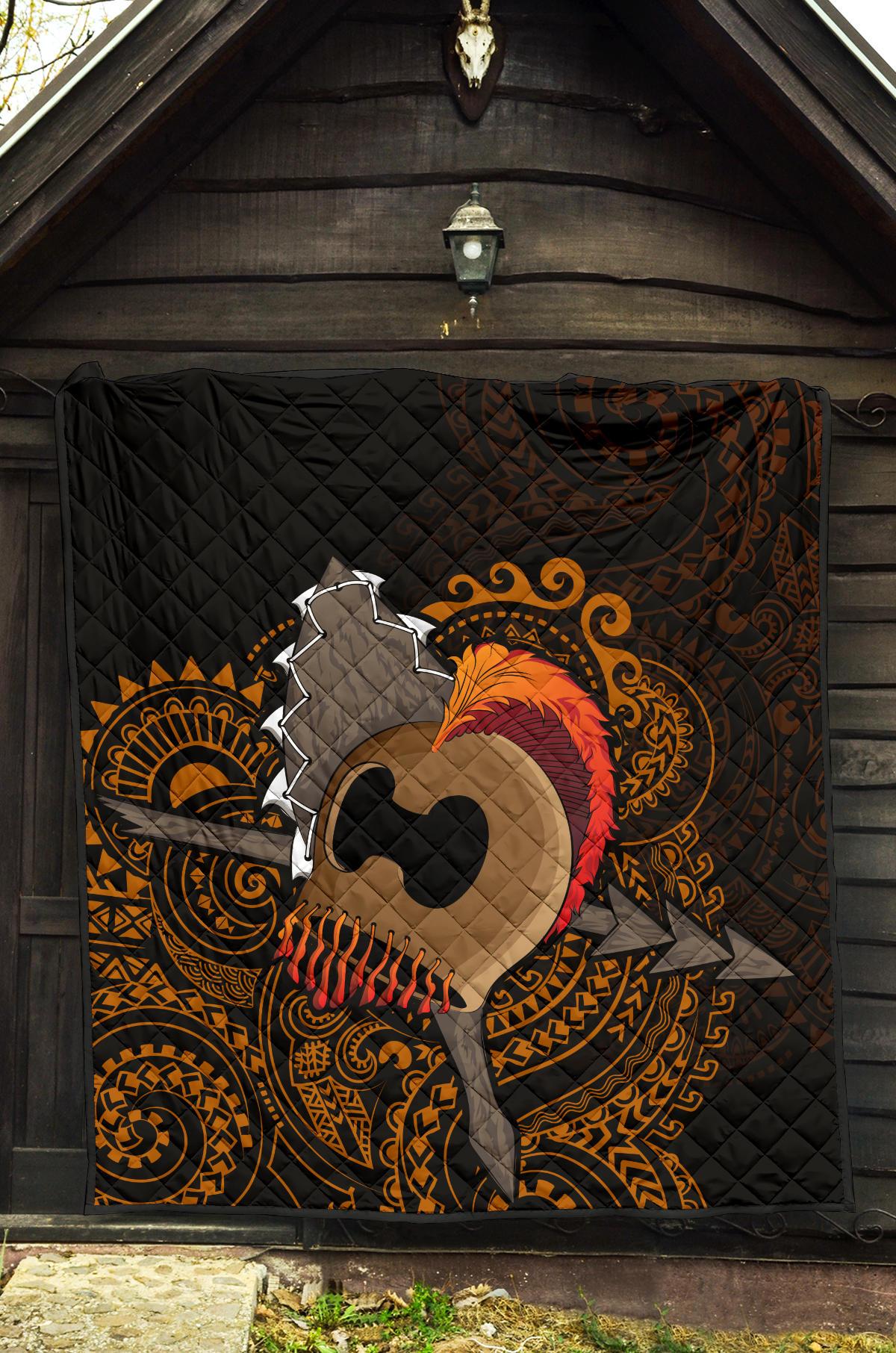 Hawaiian Warrior Helmet Polynesian Premium Quilt - Polynesian Pride