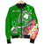 Pohnpei Custom Personalised Men's Bomber Jacket - Turtle Plumeria (Green) - Polynesian Pride