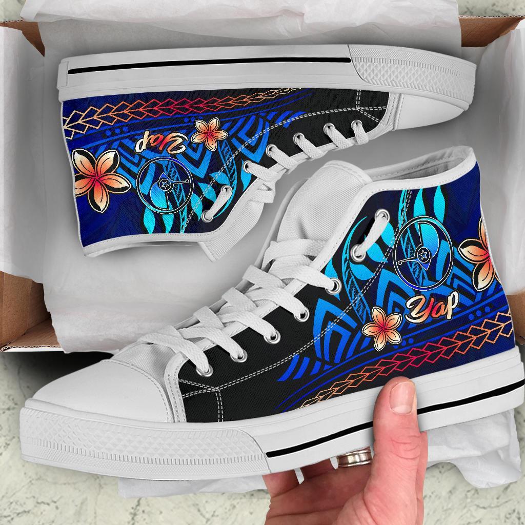 Yap High Top Shoes Blue - Vintage Tribal Mountain - Polynesian Pride