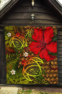 Hawaii Lauhala Hibiscus Polynesian Tropical Reggae Premium Quilt - Wake Style - AH - Polynesian Pride