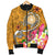 American Samoa Polynesian Men's Bomber Jacket - Turtle Plumeria (Gold) - Polynesian Pride