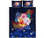 Hawaii Couple Manta Ray Plumeria Hibiscus Tropical Polynesian Quilt Bed Set - Bling Style - AH Blue - Polynesian Pride