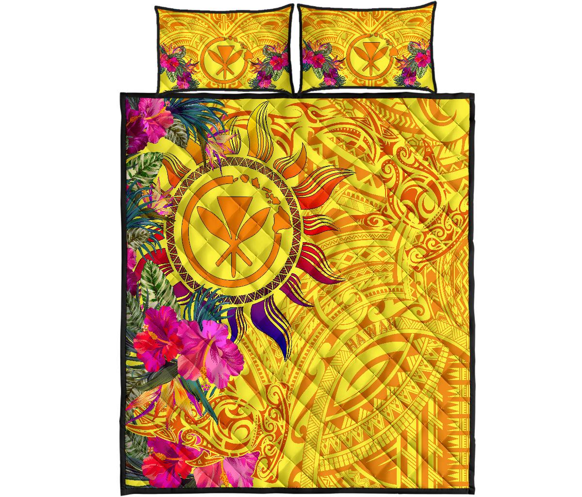 Polynesian Hawaii Kanaka Maoli Quilt Bed Sets - Flowers & Polynesian Patterns - Polynesian Pride