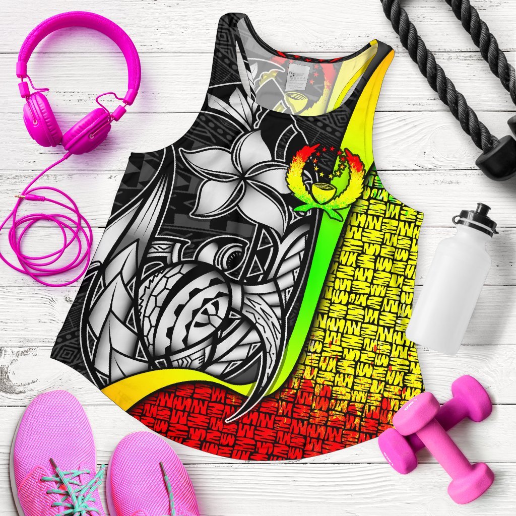 Pohnpei Micronesia Women's Racerback Tank Reggae - Turtle With Hook - Polynesian Pride