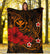 Polynesian Hawaii Kanaka Maoli Premium Blanket - Humpback Whale with Hibiscus (Golden) - Polynesian Pride