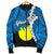 Palau Polynesian Custom Personalised Men's Bomber Jacket - Tribal Wave Tattoo Flag Style - Polynesian Pride