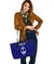 Guam Personalised Leather Tote Bag - Guam Seal With Polynesian Tattoo Style (Blue) - Polynesian Pride