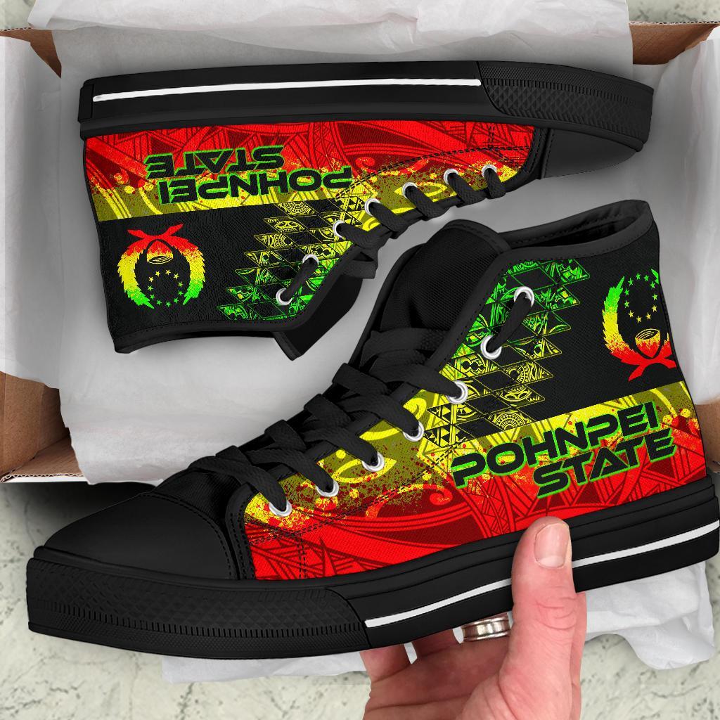 Pohnpei State High Top Shoes - Reggage Color Symmetry Style - Polynesian Pride