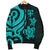 Fiji Polynesian Men Bomber Jacket - Turquoise Tentacle Turtle - Polynesian Pride