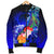 Tahiti Men's Bomber Jacket - Humpback Whale with Tropical Flowers (Blue) - Polynesian Pride