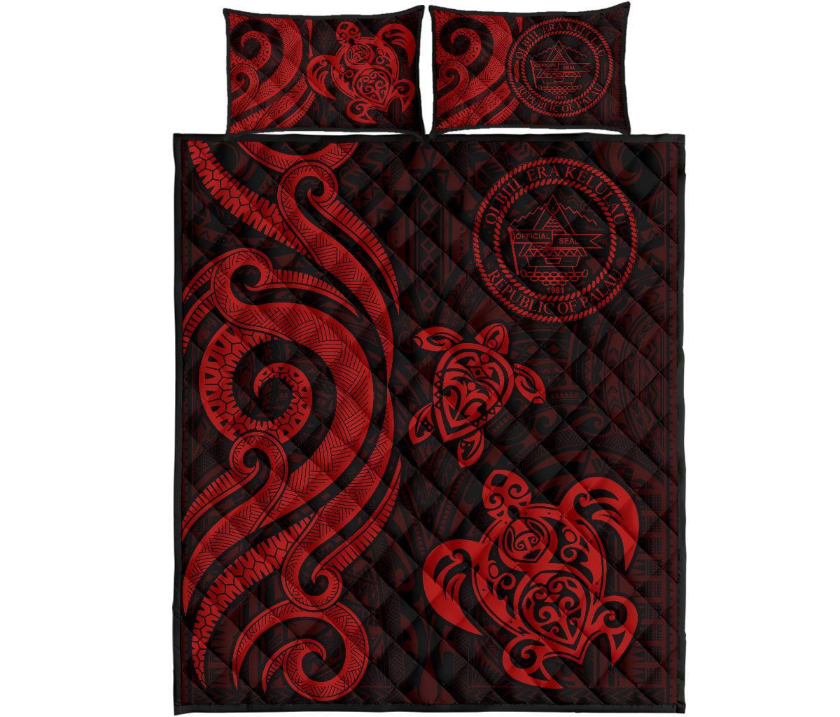 Palau Quilt Bed Set - Red Tentacle Turtle - Polynesian Pride