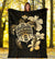 Hawaiian Kanaka Hibiscus Plumeria Mix Polynesian Turtle Premium Blanket Gold AH White - Polynesian Pride