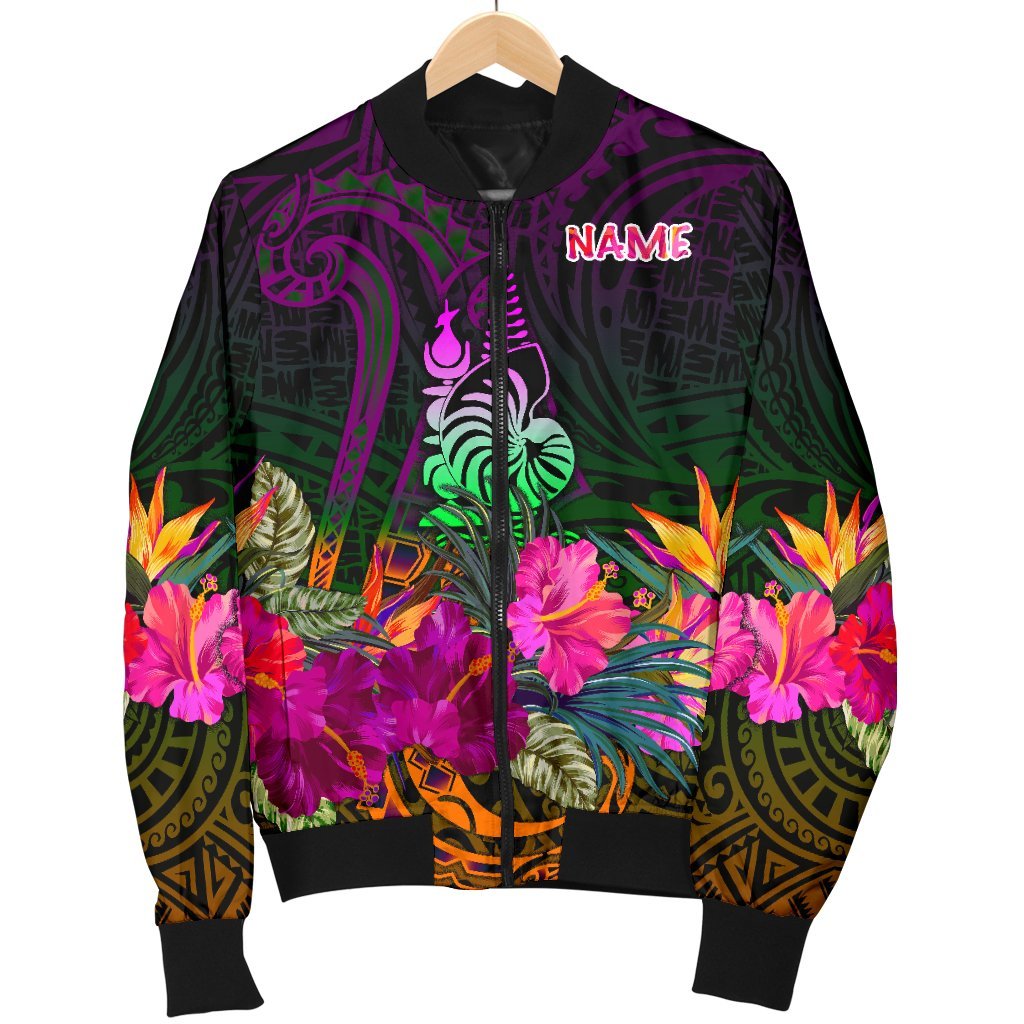 New Caledonia Polynesian Personalised Men's Bomber Jacket - Summer Hibiscus - Polynesian Pride