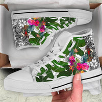 Vanuatu High Top Shoes White - Turtle Plumeria Banana Leaf - Polynesian Pride