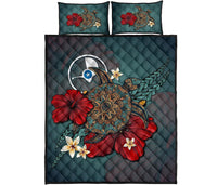 Yap Quilt Bed Set - Blue Turtle Tribal Blue - Polynesian Pride