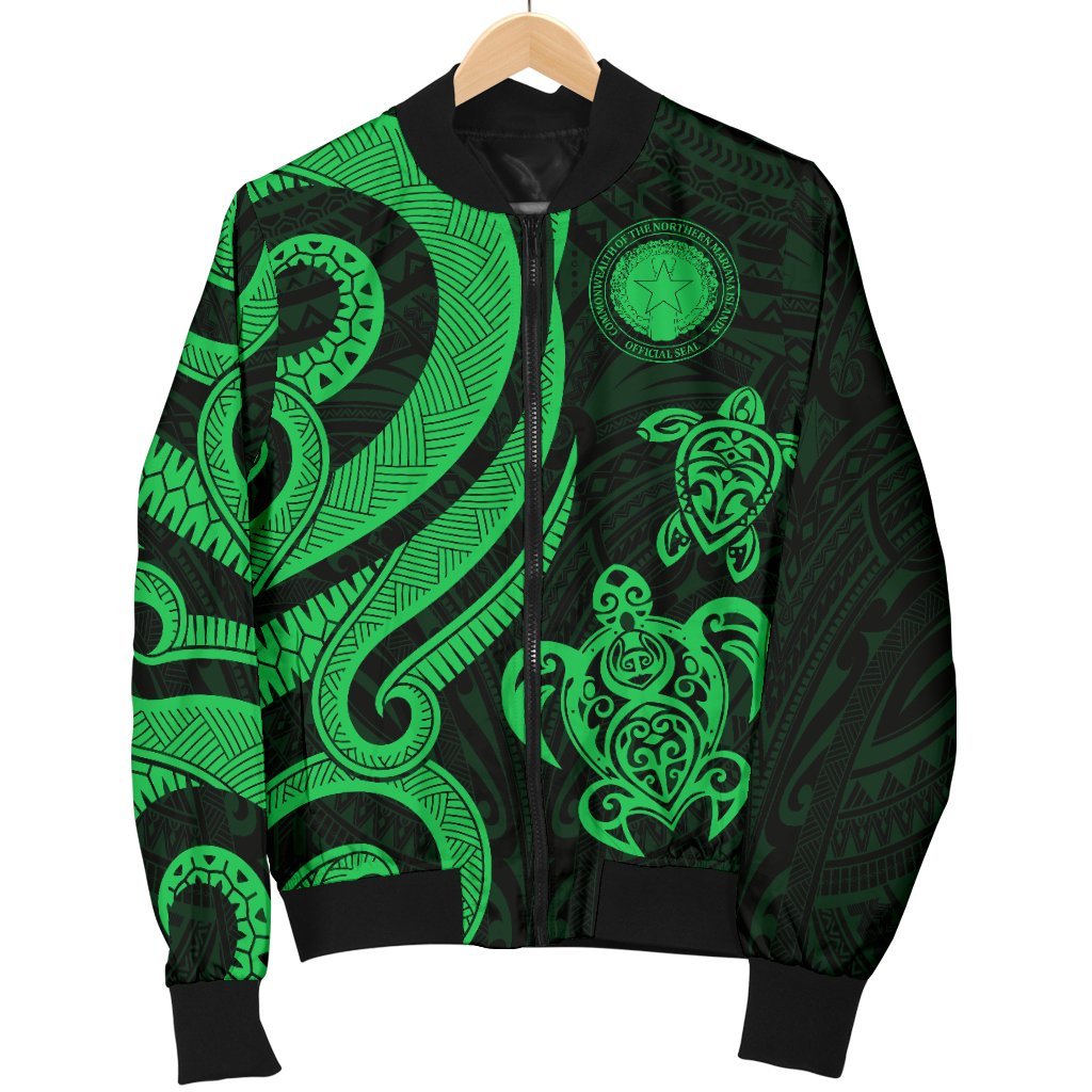 Northern Mariana Men's Bomber Jacket - Tentacle Turtle Green - Polynesian Pride