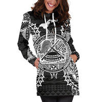 American Samoa Polynesian Hoodie Dress Map Black - Polynesian Pride