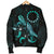 Cook Islands Polynesian Men's Bomber Jacket - Turtle With Blooming Hibiscus Turquoise - Polynesian Pride