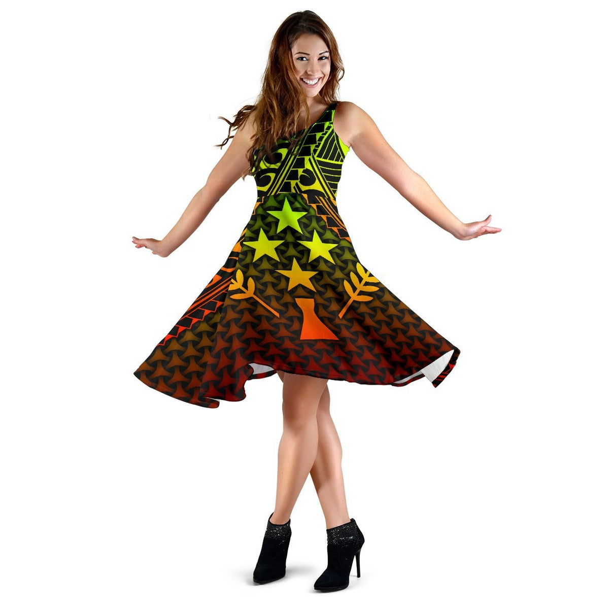 Polynesian Kosrae Midi Dress - Reggae Vintage Polynesian Patterns - Polynesian Pride