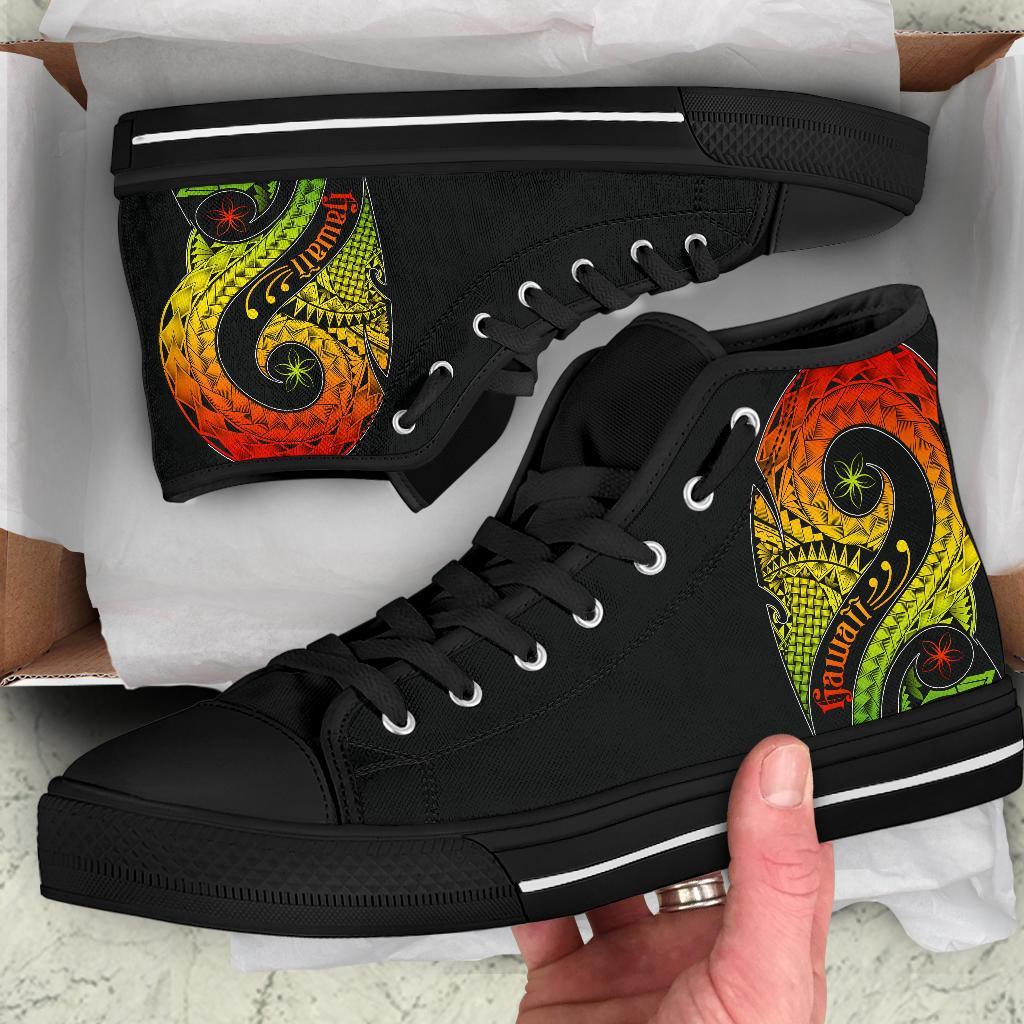 Hawaii High Top Shoes - Hawaii Polynesian Decorative Patterns Unisex Black - Polynesian Pride