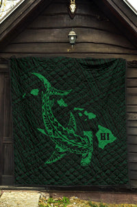 Hawaii Shark Green Polynesian Premium Quilt - Polynesian Pride