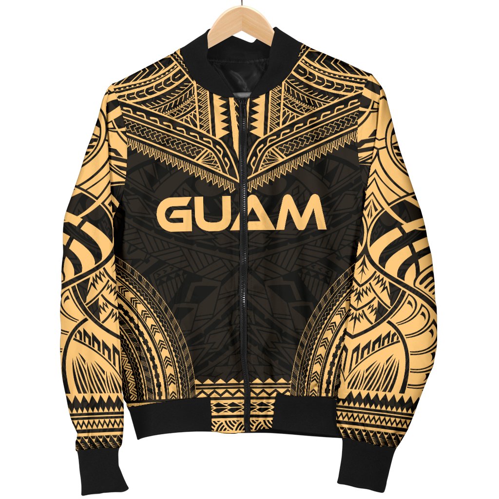 Guam Polynesian Chief Men's Bomber Jacket - Gold Version - Polynesian Pride